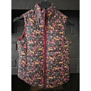 ARIAT Emma Equestrian Floral Horse Quilted Puffer Rodeo Cowgirl Vest Large 12